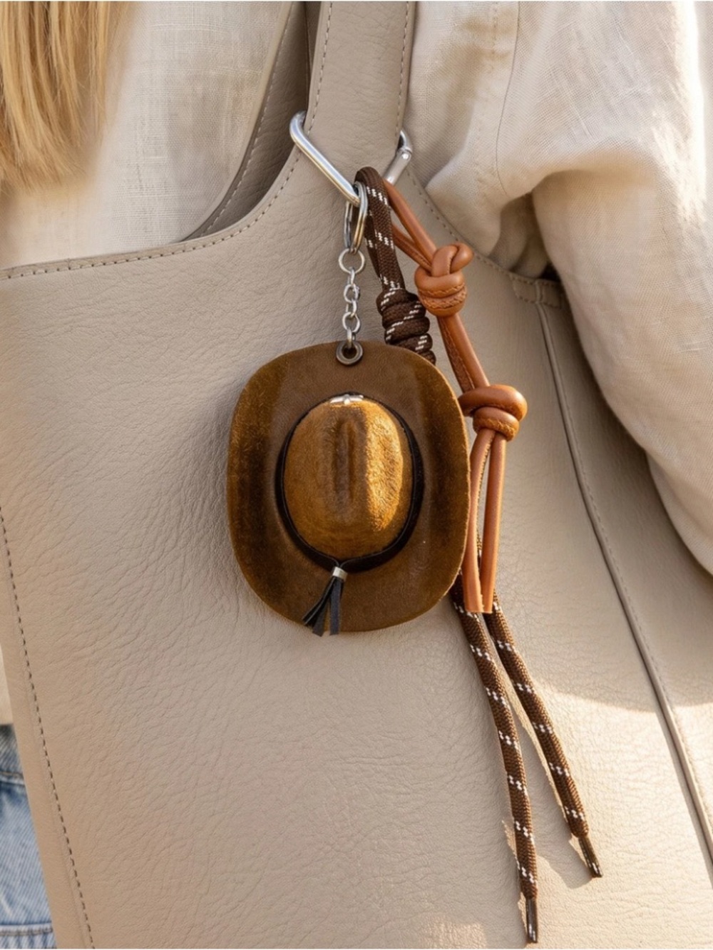 Mini Western Cowboy Hat Rope Bag Charm